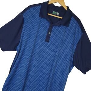Ben Hogan Performance Men's Golf Polo Shirt Sz 3XL Short Sleeve Geometric Blue